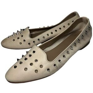 Gianluca Pisati Women’s 39 8.5 Cream Studded Buttery Soft Leather Ballet Flats